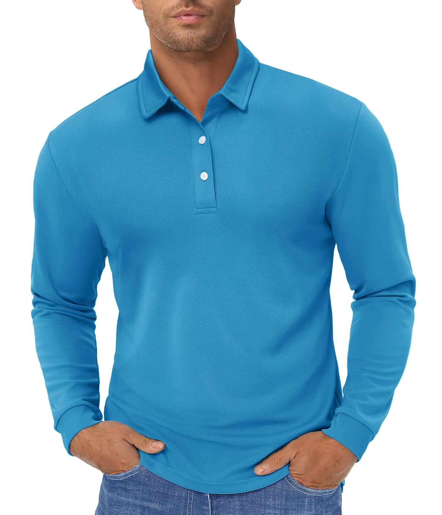 TACVASEN Long Sleeve Polos Quick Dry T-shirts Mens Breathable Sports Tees Casual Golf Polo Shirts Work T-shirt Pullover Tops Man - Slobuy