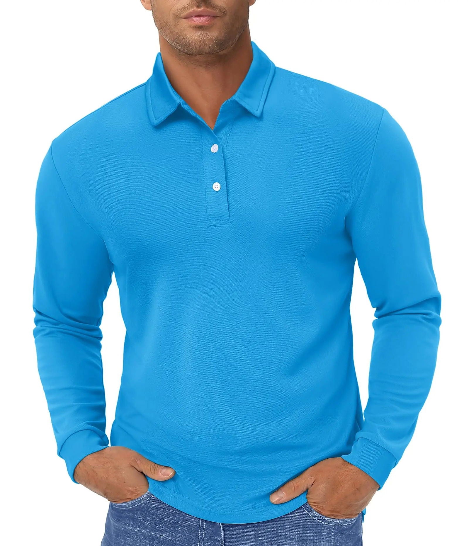 TACVASEN Long Sleeve Polos Quick Dry T-shirts Mens Breathable Sports Tees Casual Golf Polo Shirts Work T-shirt Pullover Tops Man - Slobuy