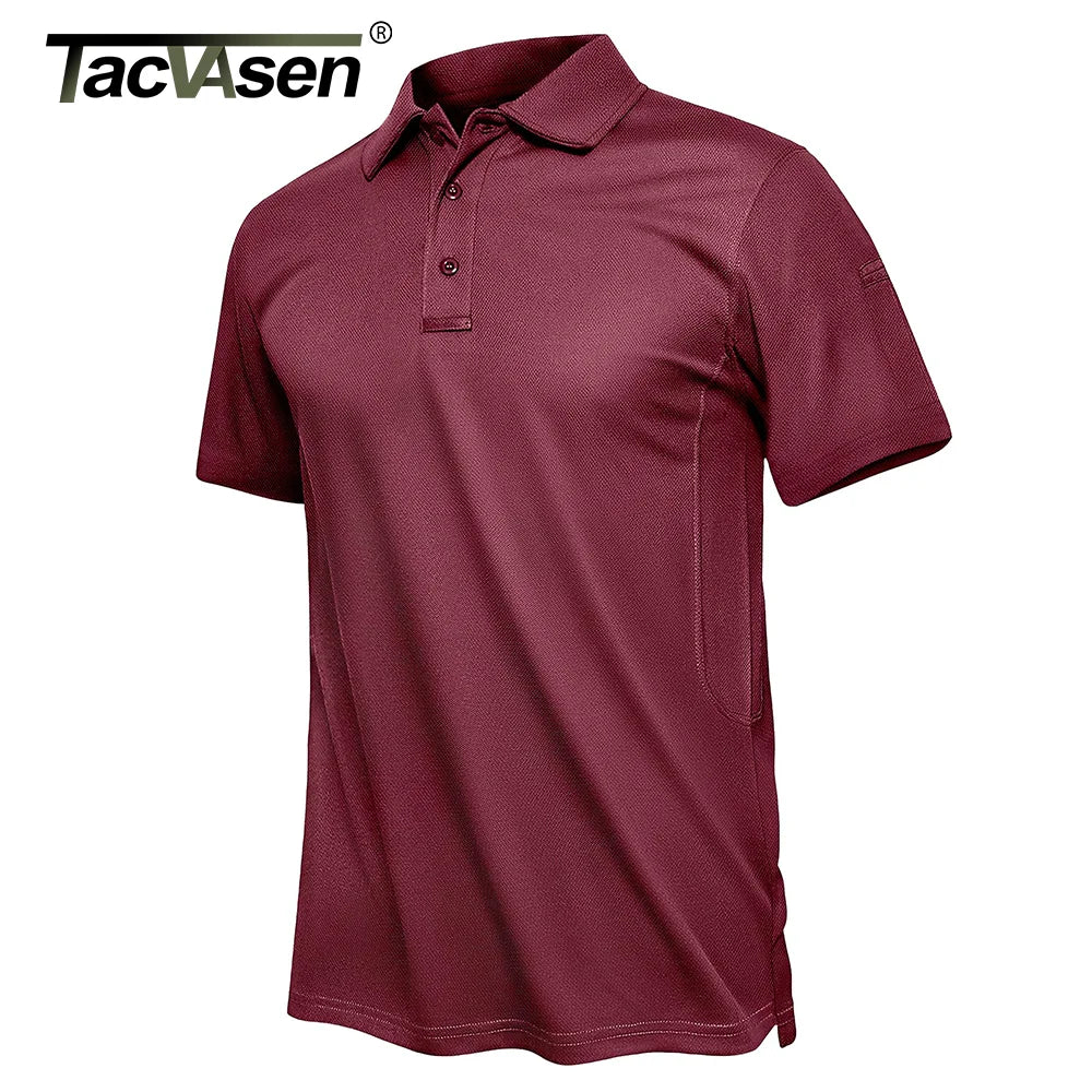 TACVASEN Summer Polo Tee Shirts Men's Short Sleeve Quick Dry T-shirt Breathable Work Shirt Fishing Hiking Golf Polos Top Man - Slobuy