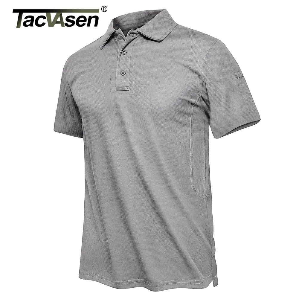 TACVASEN Summer Polo Tee Shirts Men's Short Sleeve Quick Dry T-shirt Breathable Work Shirt Fishing Hiking Golf Polos Top Man - Slobuy