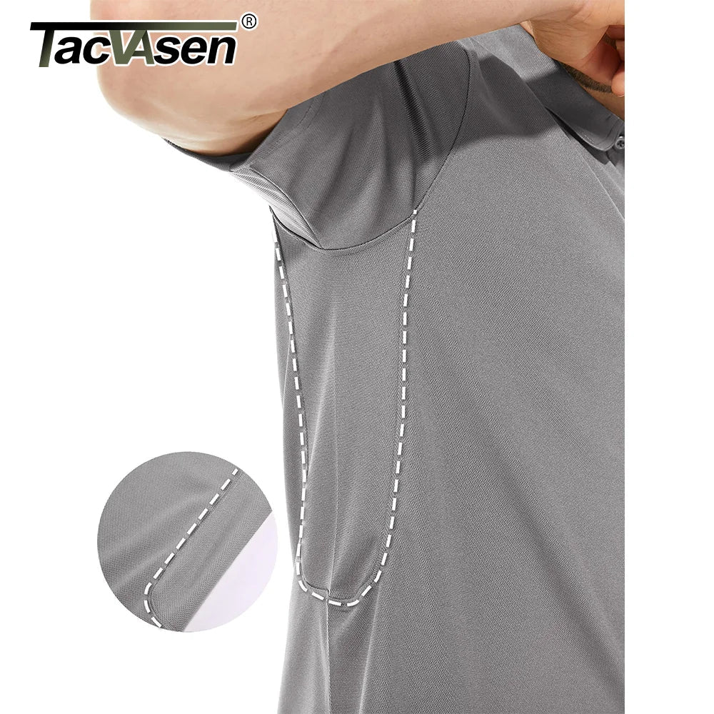 TACVASEN Summer Polo Tee Shirts Men's Short Sleeve Quick Dry T-shirt Breathable Work Shirt Fishing Hiking Golf Polos Top Man - Slobuy