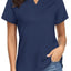 TACVASEN UPF 50+ V-neck Short Sleeve Golf Polos Shirts Womens Quick Dry Sun/UV Protection T-shirts Outdoor Sports Pullover Tops - Slobuy