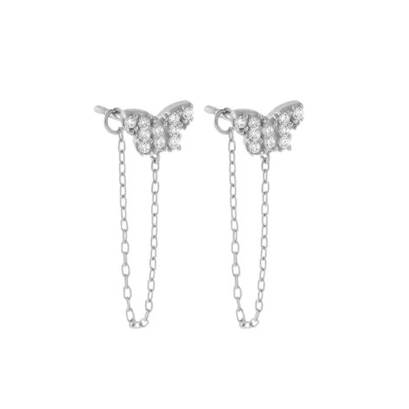 TIANDE Exquisite Zircon Tassel Chain Dangle Earrings for Women Fashion Gold Color Pierced Ear Stud Earrings Jewelry Accessories - Slobuy