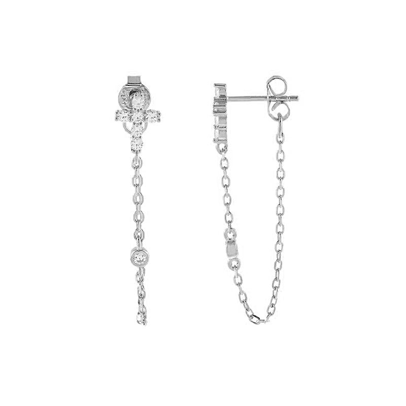 TIANDE Exquisite Zircon Tassel Chain Dangle Earrings for Women Fashion Gold Color Pierced Ear Stud Earrings Jewelry Accessories - Slobuy