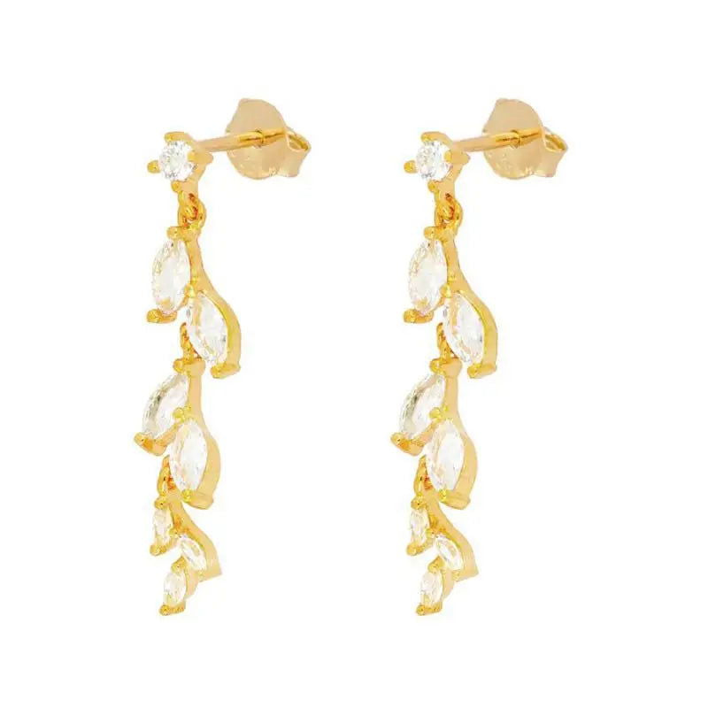 TIANDE Exquisite Zircon Tassel Chain Dangle Earrings for Women Fashion Gold Color Pierced Ear Stud Earrings Jewelry Accessories - Slobuy