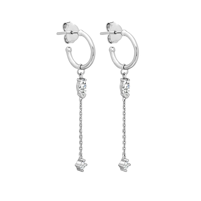 TIANDE Exquisite Zircon Tassel Chain Dangle Earrings for Women Fashion Gold Color Pierced Ear Stud Earrings Jewelry Accessories - Slobuy