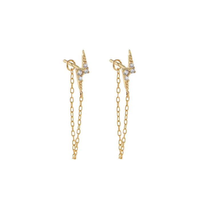 TIANDE Exquisite Zircon Tassel Chain Dangle Earrings for Women Fashion Gold Color Pierced Ear Stud Earrings Jewelry Accessories - Slobuy