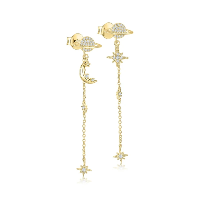 TIANDE Exquisite Zircon Tassel Chain Dangle Earrings for Women Fashion Gold Color Pierced Ear Stud Earrings Jewelry Accessories - Slobuy