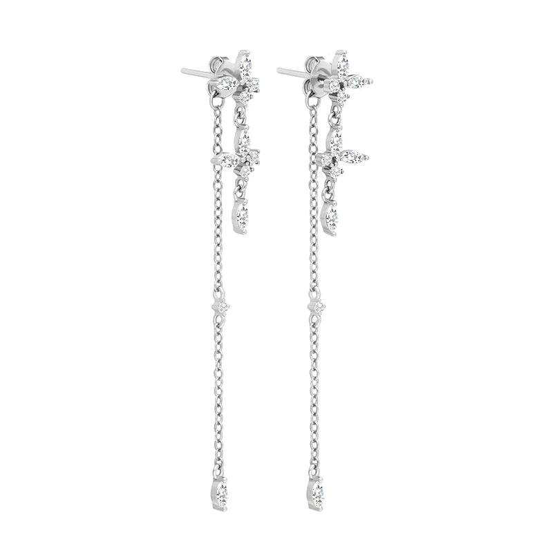 TIANDE Exquisite Zircon Tassel Chain Dangle Earrings for Women Fashion Gold Color Pierced Ear Stud Earrings Jewelry Accessories - Slobuy