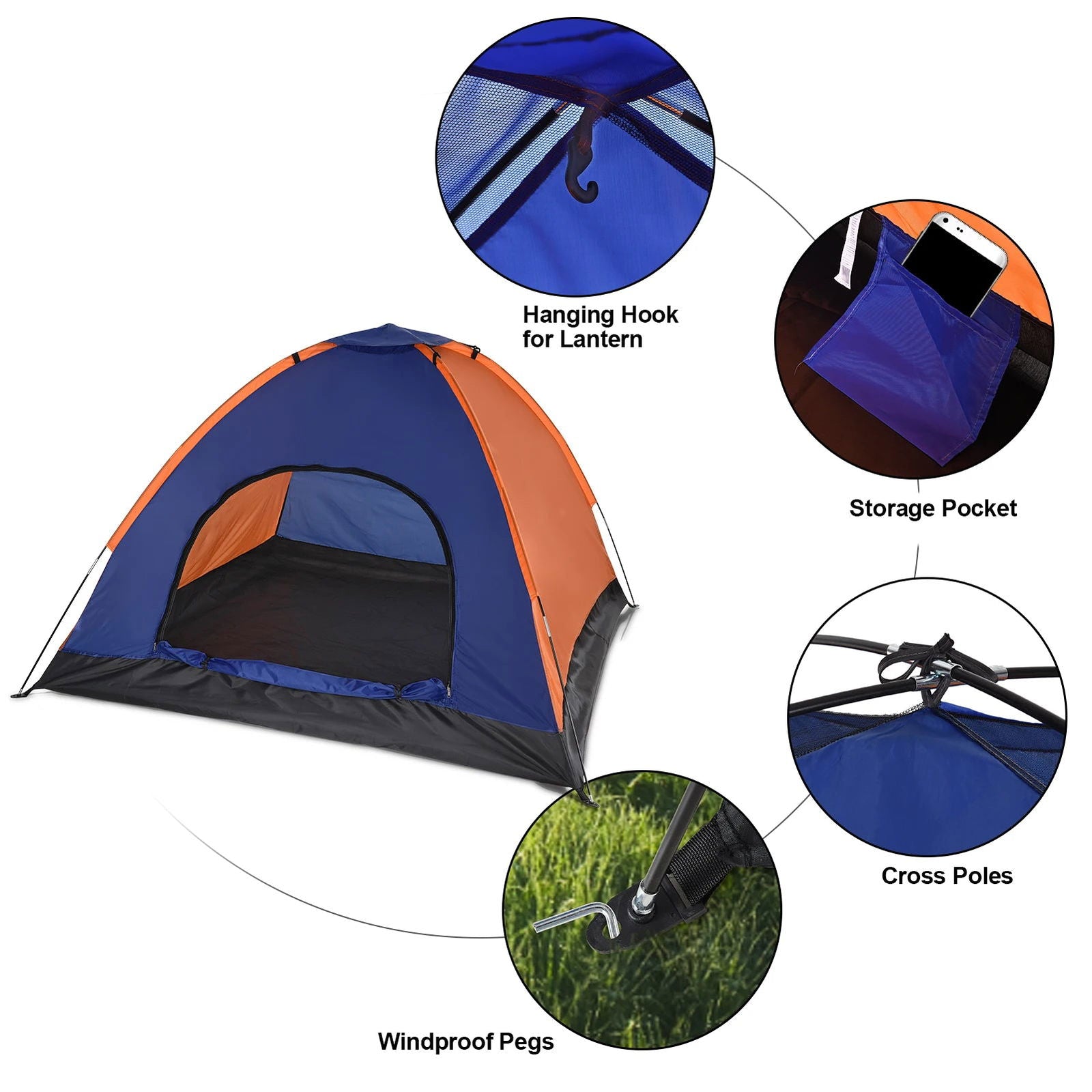 TOMSHOO 3-4 Persons Camping Tent Lightweight Outdoor Backpacking Tent with Rain Fly for Family Camping Hiking Beach Fishing Tent - Slobuy