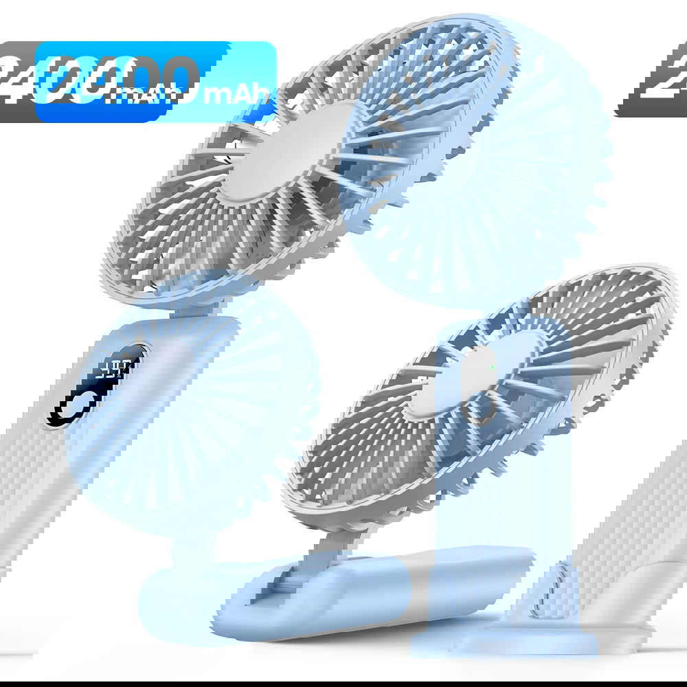 TOPK Portable Mini Fan,2400mAh USB Rechargeable Hand Neck Fan 3in1 Personal Electric Fan Standing Fans for Room Camping Foldable - Slobuy