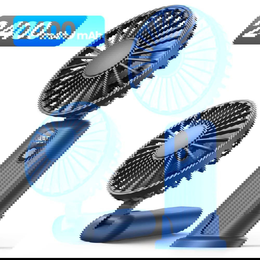 TOPK Portable Mini Fan,2400mAh USB Rechargeable Hand Neck Fan 3in1 Personal Electric Fan Standing Fans for Room Camping Foldable - Slobuy