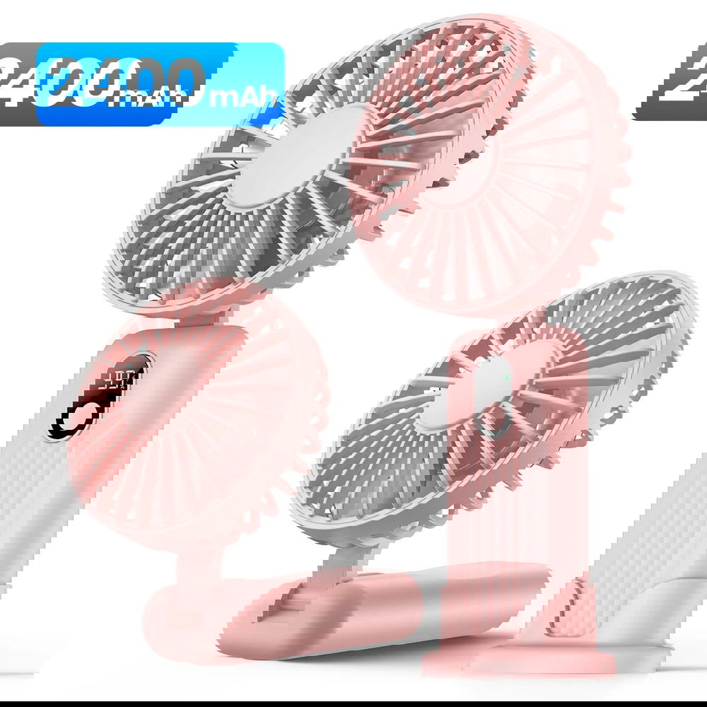 TOPK Portable Mini Fan,2400mAh USB Rechargeable Hand Neck Fan 3in1 Personal Electric Fan Standing Fans for Room Camping Foldable - Slobuy