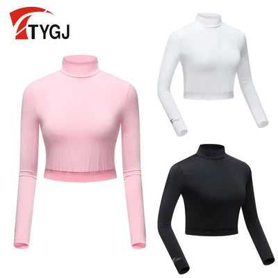 TTYGJ Golf Clothing Summer Sun Protection Clothing Ladies Ice Silk Bottoming Clothes High Waist Half Long Sleeve T-shirt - Slobuy