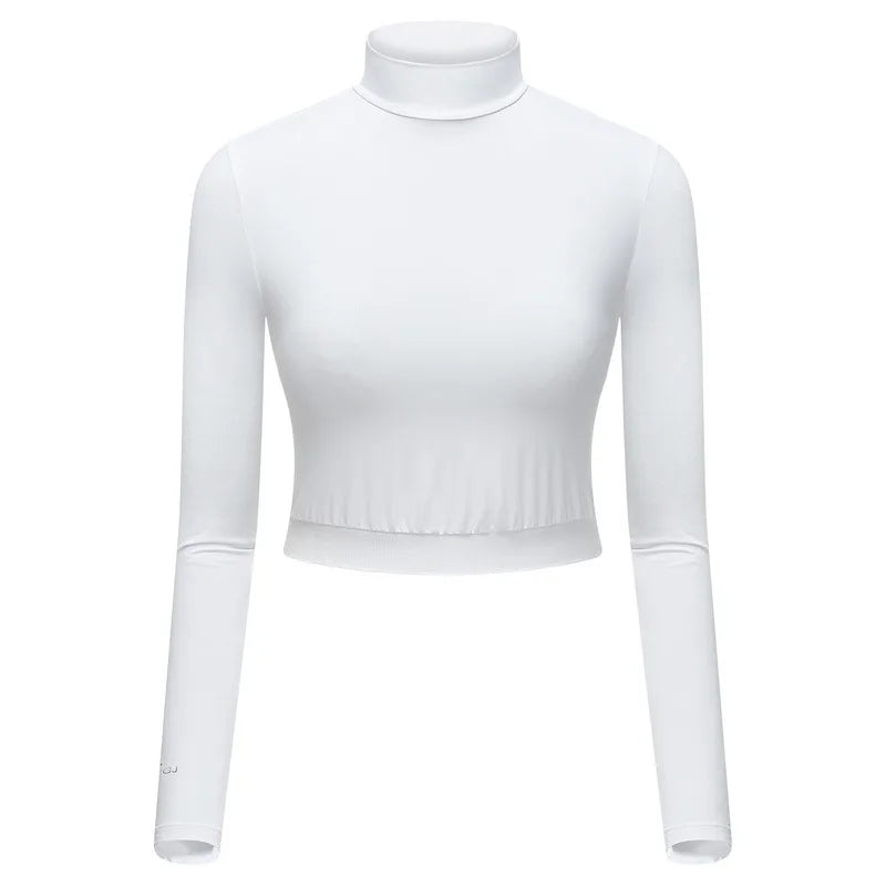 TTYGJ Golf Clothing Summer Sun Protection Clothing Ladies Ice Silk Bottoming Clothes High Waist Half Long Sleeve T-shirt - Slobuy