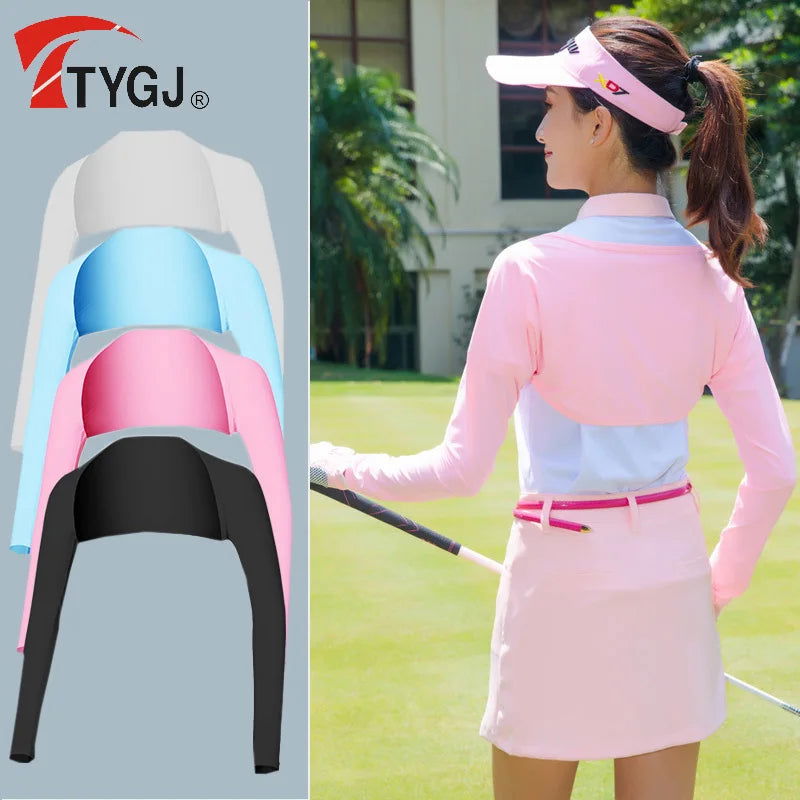 TTYGJ Golf Sun Protection Sleeve Ice Silk Sun Protection Shawl Women's Anti-UV  Cothing  골프웨어 Korean Style  Ladies Golf Wear - Slobuy
