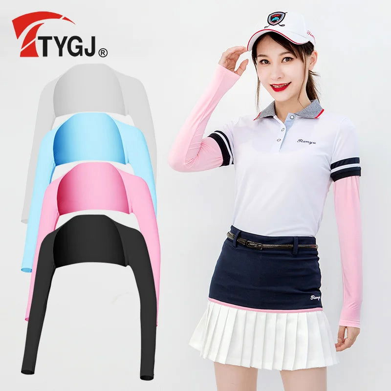 TTYGJ Golf Sun Protection Sleeve Ice Silk Sun Protection Shawl Women's Anti-UV  Cothing  골프웨어 Korean Style  Ladies Golf Wear - Slobuy