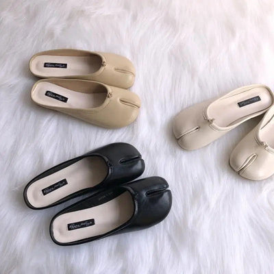 Tabi Ninja Shoes Woman Microfiber Leather Comfy Flats Split Toe Slippers Soft Bottom Loafers Brief Ladies Trotter Moccasins 2023 - Slobuy