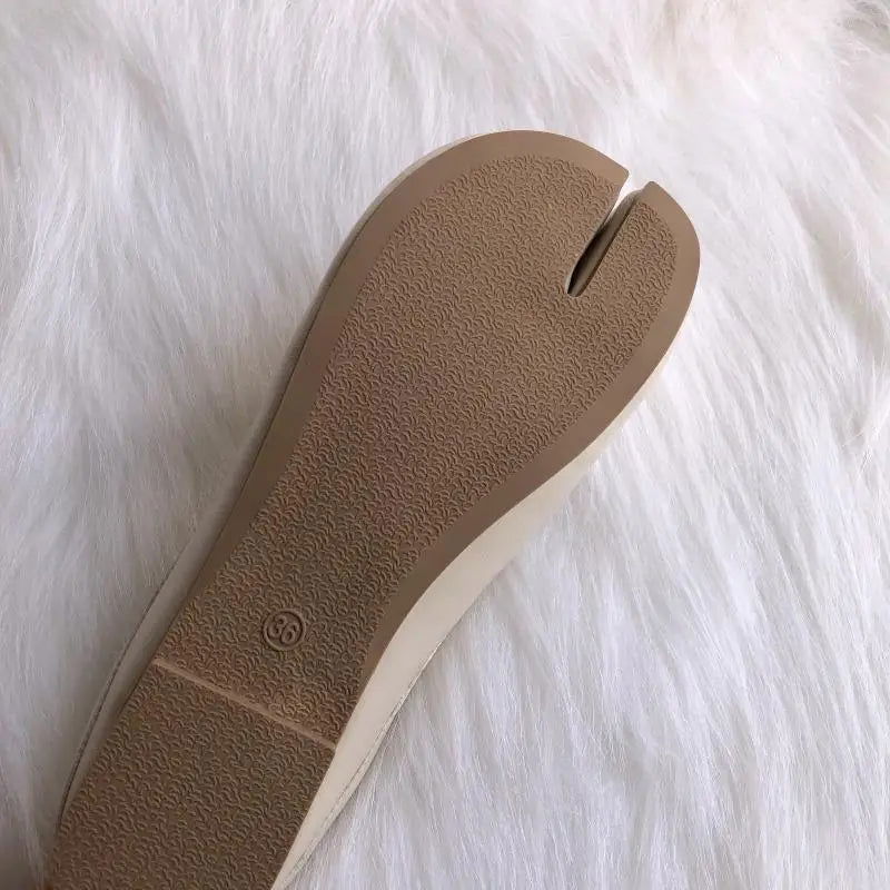 Tabi Ninja Shoes Woman Microfiber Leather Comfy Flats Split Toe Slippers Soft Bottom Loafers Brief Ladies Trotter Moccasins 2023 - Slobuy