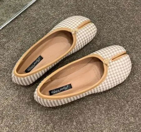 Tabi Ninja Shoes Woman Microfiber Leather Comfy Flats Split Toe Slippers Soft Bottom Loafers Brief Ladies Trotter Moccasins 2023 - Slobuy