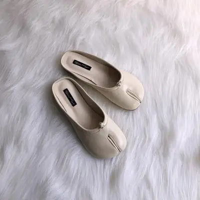 Tabi Ninja Shoes Woman Microfiber Leather Comfy Flats Split Toe Slippers Soft Bottom Loafers Brief Ladies Trotter Moccasins 2023 - Slobuy