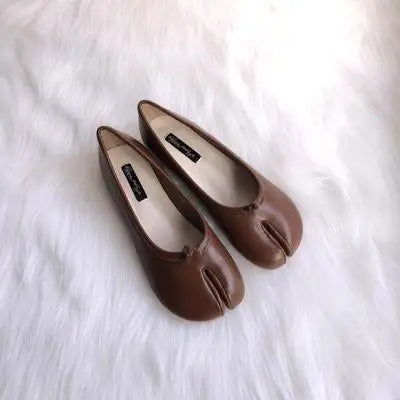 Tabi Ninja Shoes Woman Microfiber Leather Comfy Flats Split Toe Slippers Soft Bottom Loafers Brief Ladies Trotter Moccasins 2023 - Slobuy