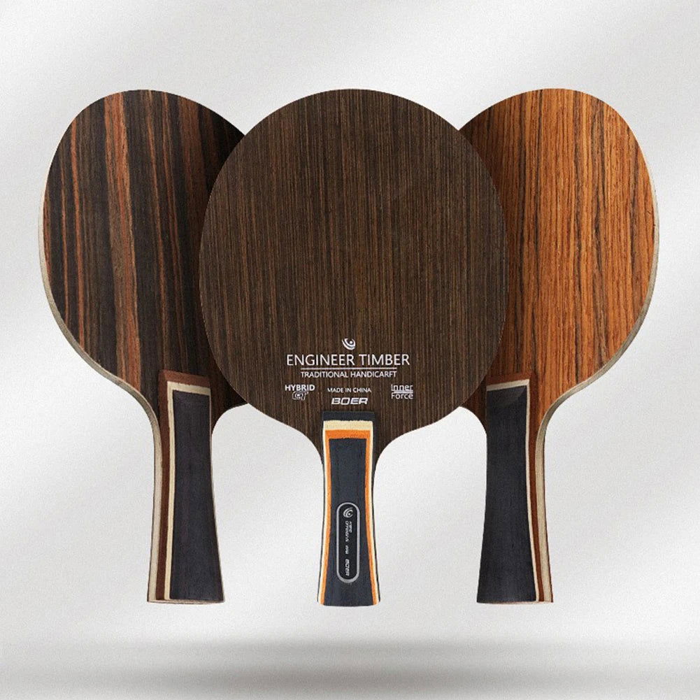 Table Tennis Racket 5 Layers Ping Pong Blade Paddle Ebony Wood Dalbergia Tennis Rackets Professional Long Handle PingPong Racket - Slobuy