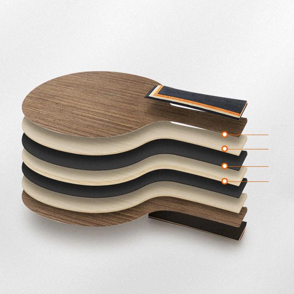 Table Tennis Racket 5 Layers Ping Pong Blade Paddle Ebony Wood Dalbergia Tennis Rackets Professional Long Handle PingPong Racket - Slobuy
