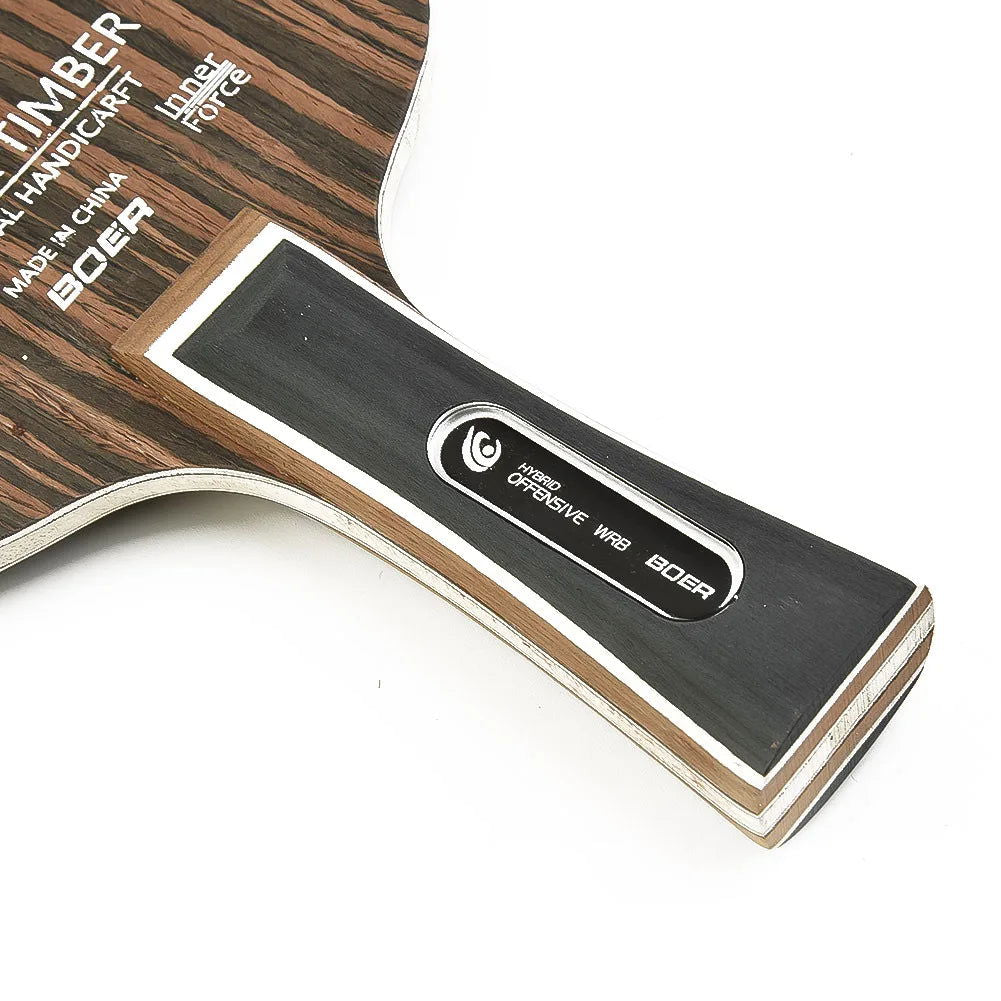 Table Tennis Racket 5 Layers Ping Pong Blade Paddle Ebony Wood Dalbergia Tennis Rackets Professional Long Handle PingPong Racket - Slobuy