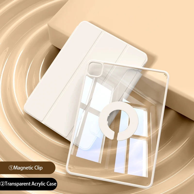 Tablet Case for iPad Pro 12.9 M2 Cover for 11 4th 3rd Magnetic Split Shell for Air 5 2022 10.9 2021 9th Mini 6 Transparent Funda - Slobuy