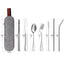 Tableware Reusable Travel Cutlery Set Camp Utensils  with Stainless Steel Spoon Fork Chopsticks Straw Portable Case - Slobuy