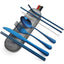 Tableware Reusable Travel Cutlery Set Camp Utensils  with Stainless Steel Spoon Fork Chopsticks Straw Portable Case - Slobuy