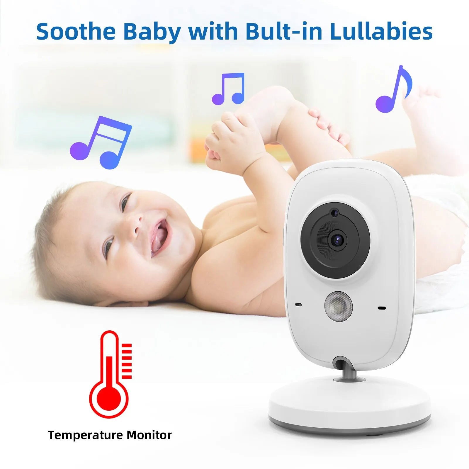 TakTark 3.2 Inch Wireless Video Baby Monitor With Lullabies Auto Night Vision Two Way Intercom Temperature Monitoring Babysitter - Slobuy