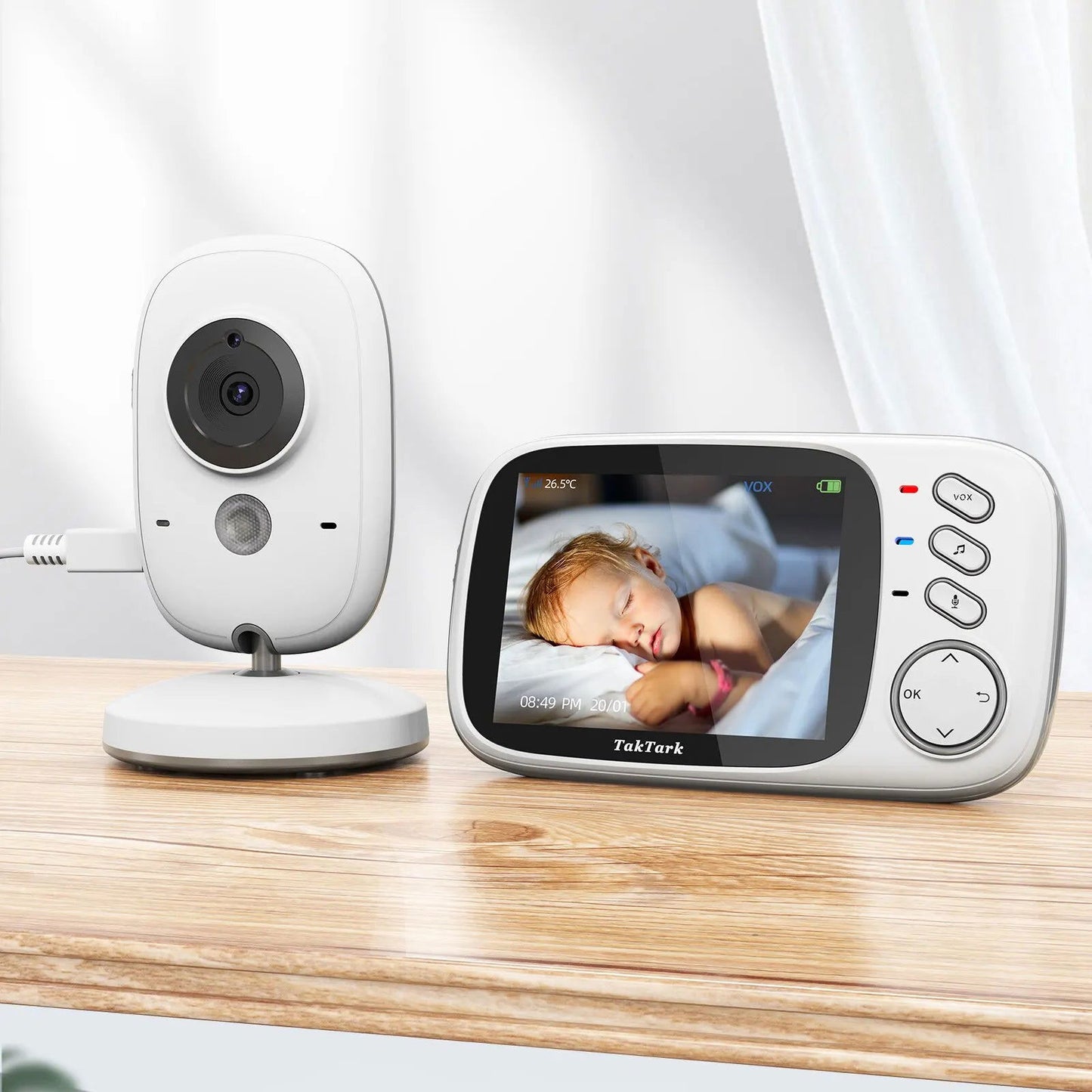 TakTark 3.2 Inch Wireless Video Baby Monitor With Lullabies Auto Night Vision Two Way Intercom Temperature Monitoring Babysitter - Slobuy