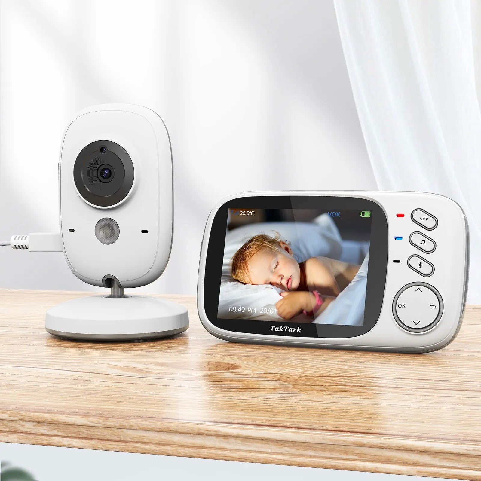 TakTark 3.2 Inch Wireless Video Baby Monitor With Lullabies Auto Night Vision Two Way Intercom Temperature Monitoring Babysitter - Slobuy
