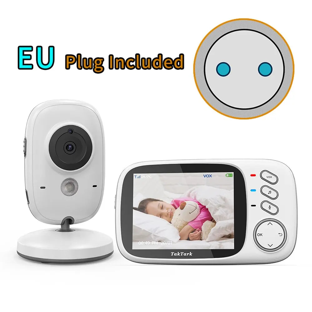 TakTark 3.2 Inch Wireless Video Baby Monitor With Lullabies Auto Night Vision Two Way Intercom Temperature Monitoring Babysitter - Slobuy