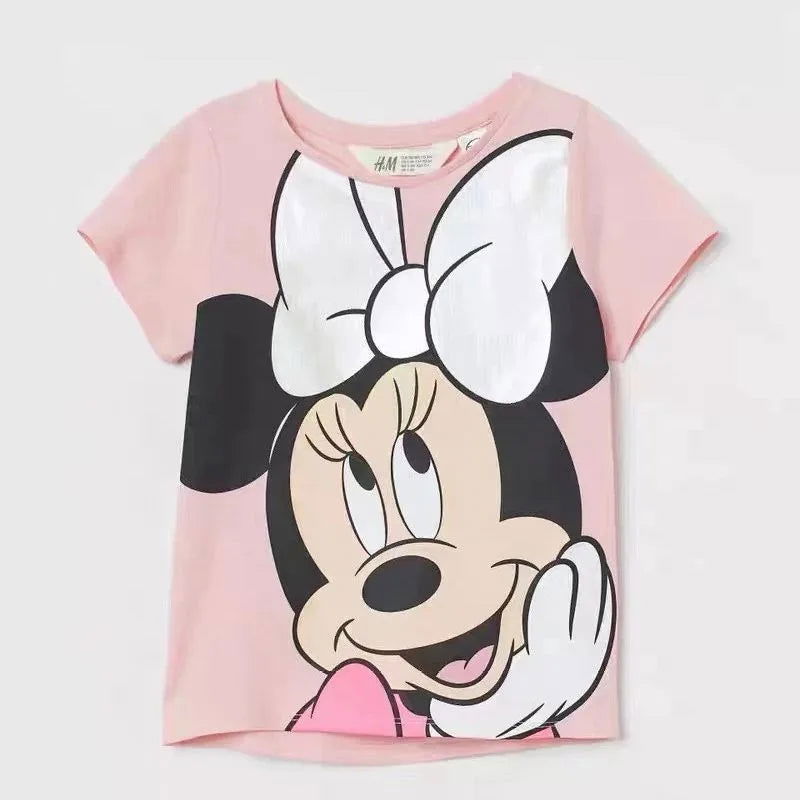 Teen Girls Minnie Printing Tees Summer Casual Loose Costume Brand Crew Neck Tops 2 3 4 5 6Kids New Fashion Cute Cartoon T-shirt - Slobuy