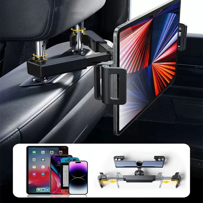 Telescopic Car Phone Holder for Rear Row Tablet Holder Anti Shake Tablet Mount Universal Auto Phone Stand for 4-12.9 Inch iPad - Slobuy