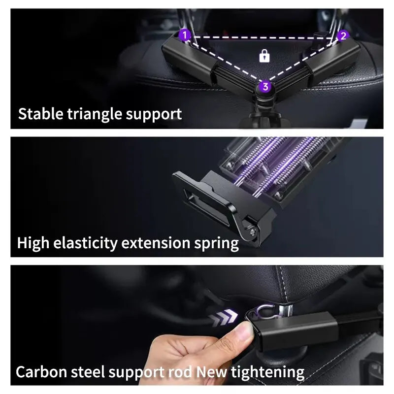 Telescopic Car Phone Holder for Rear Row Tablet Holder Anti Shake Tablet Mount Universal Auto Phone Stand for 4-12.9 Inch iPad - Slobuy
