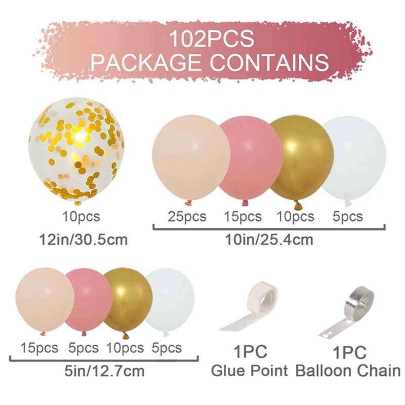 Tender Pink Gold Balloon Garland Arch Kit Wedding Birthday Party Decoration Adult Kids Baby Shower Decor Ballon Wedding Supplies - Slobuy