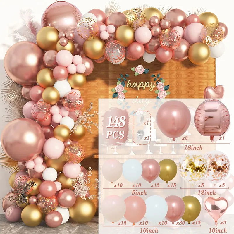 Tender Pink Gold Balloon Garland Arch Kit Wedding Birthday Party Decoration Adult Kids Baby Shower Decor Ballon Wedding Supplies - Slobuy