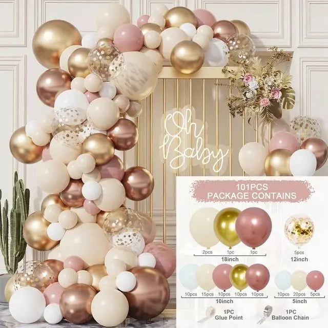 Tender Pink Gold Balloon Garland Arch Kit Wedding Birthday Party Decoration Adult Kids Baby Shower Decor Ballon Wedding Supplies - Slobuy