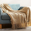 Textured Knitted Throw Blankets with Tassels Cozy Woven Decorative Boho Bed Blanket for Sofa Bed Chair Pattern for All Seasons - Slobuy