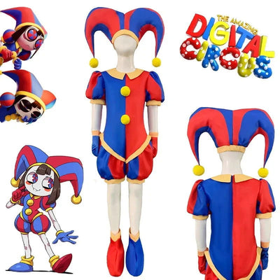 The Amazing Digital Circus Pomni Cosplay Costume Uniform Jumpsuit Hat Bodysuit Human for Adult Kids Costume Cartoon Cos - Slobuy