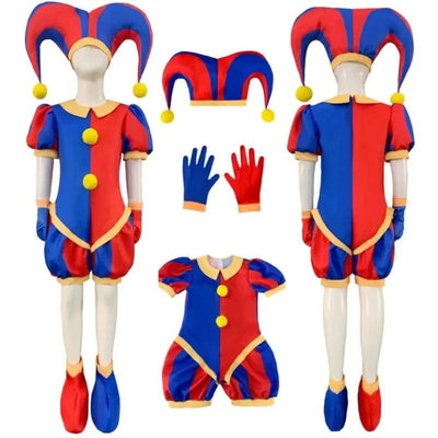 The Amazing Digital Circus Pomni Cosplay Costume Uniform Jumpsuit Hat Bodysuit Human for Adult Kids Costume Cartoon Cos - Slobuy