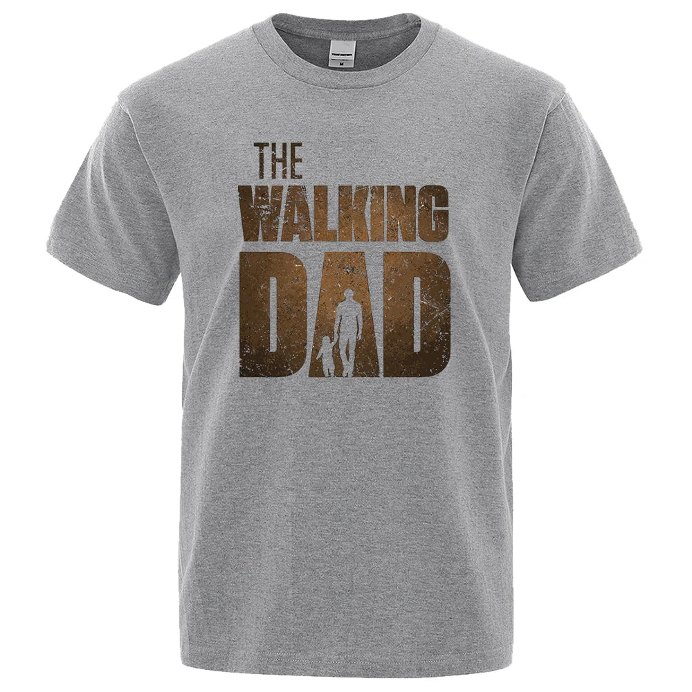 The Walking Dad Funny Street Printed T-Shirts Men Fashion Summer Tshirt Loose Oversized Cotton Short Sleeves Casual Hip Hop Tees - Slobuy