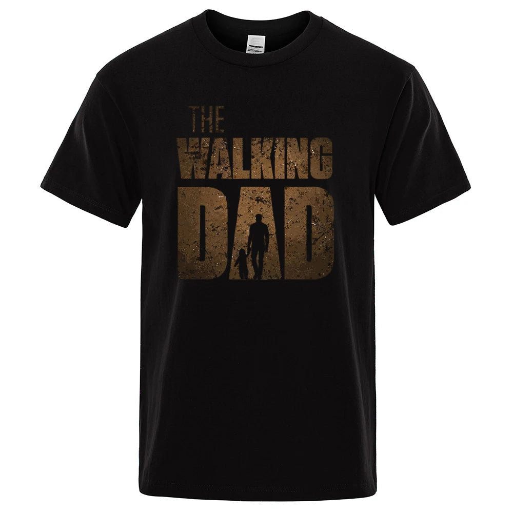 The Walking Dad Funny Street Printed T-Shirts Men Fashion Summer Tshirt Loose Oversized Cotton Short Sleeves Casual Hip Hop Tees - Slobuy