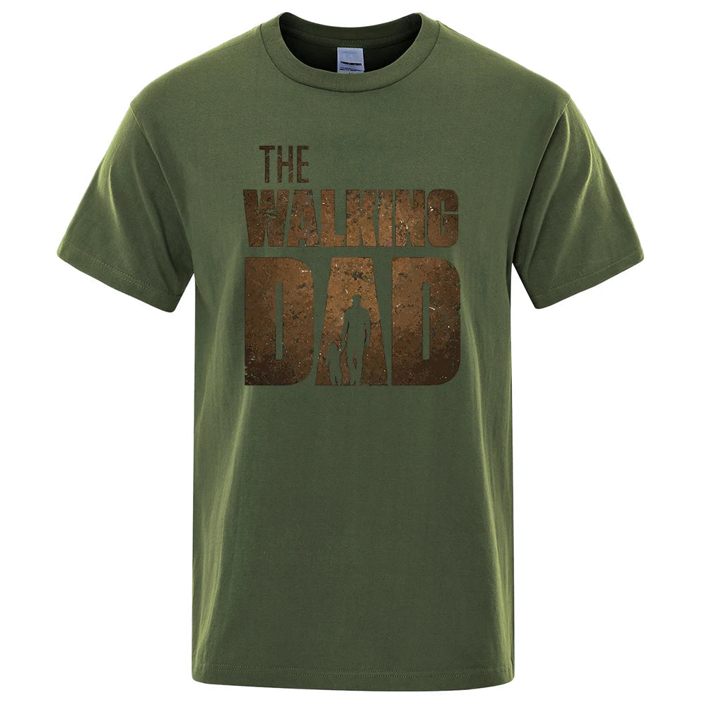 The Walking Dad Funny Street Printed T-Shirts Men Fashion Summer Tshirt Loose Oversized Cotton Short Sleeves Casual Hip Hop Tees - Slobuy