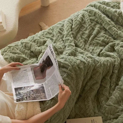 Thick Blanket Lamb Wool Warm Sleeping Double Side Microfiber Flannel Fleece Blankets for Bed Cozy Comfortable Super Soft Quilt - Slobuy
