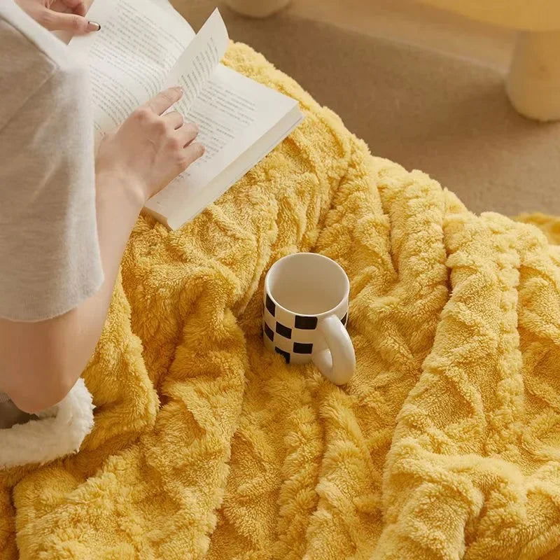 Thick Blanket Lamb Wool Warm Sleeping Double Side Microfiber Flannel Fleece Blankets for Bed Cozy Comfortable Super Soft Quilt - Slobuy